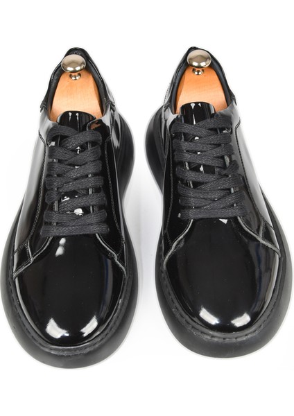 Bağcıklı Yüksek Taban Parlak Ortopedik Casual Deri Ayakkabı Sneaker 2509973