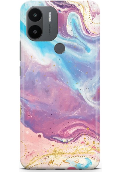 Xiaomi Redmi A1 Kılıfı Standlı Baskılı Parlak Silikon Kapak - Marblemix