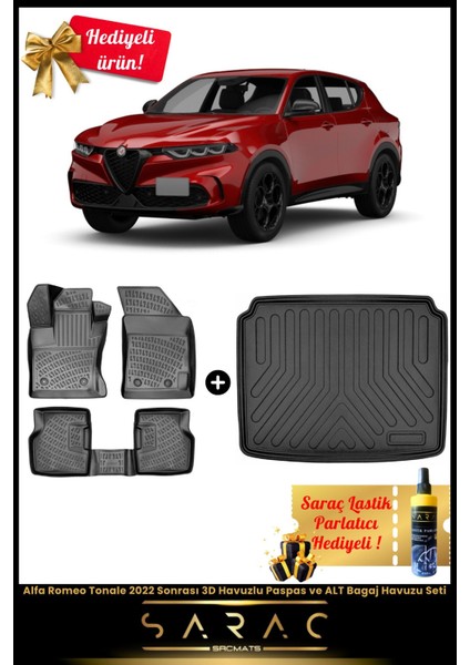 Alfa Romeo Tonale 2022 Sonrası Araca Özel 3D Havuzlu Paspas ve Alt Bagaj Havuzu Seti+