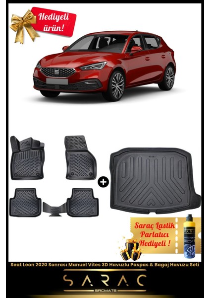 Seat Leon 2020 Sonrası Manuel Vites 3D Havuzlu Paspas & Bagaj Havuzu Seti+