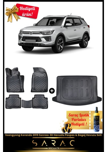 Ssangyong Korando 2019 Sonrası Araca Özel 3D Havuzlu Paspas & Bagaj Havuzu Seti