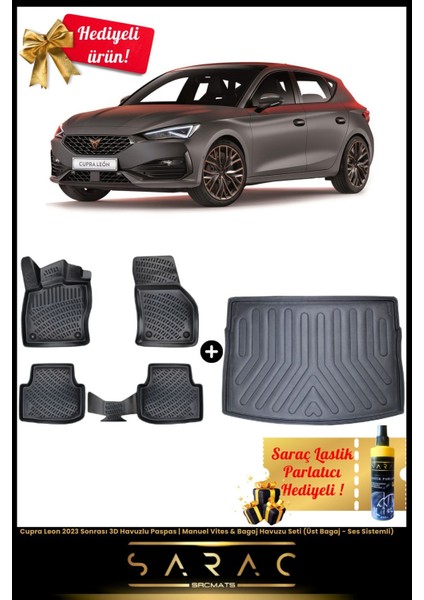 Cupra Leon Manuel Vites-Ses Sistemli 2023 Sonrası 3D Havuz Paspas & Üst Bagaj Havuz Set+Hediyeli!