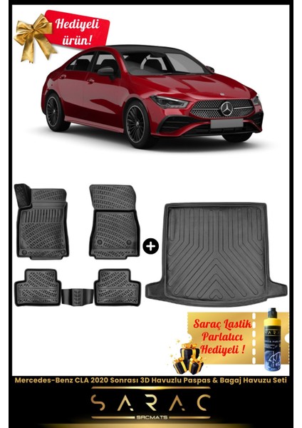 Mercedes-Benz Cla 2020 Sonrası Araca Özel 3D Havuzlu Paspas & Bagaj Havuzu Seti
