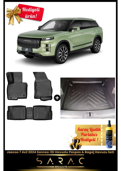 Jaecoo 7 4x2 2024 Sonrası Araca Özel 3D Havuzlu Paspas & Bagaj Havuzu Seti+
