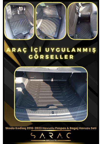 Skoda Kodiaq 2016-2023 Araca Özel 3D Havuzlu Paspas & Bagaj Havuzu Seti
