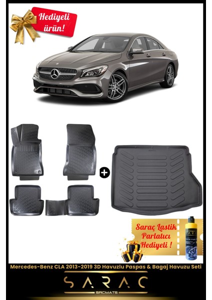 Mercedes-Benz Cla 2013-2019 Araca Özel 3D Havuzlu Paspas & Bagaj Havuzu Seti