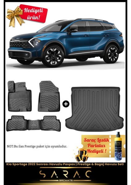 Kia Sportage 2022 Sonrası 3D Havuzlu Paspas | Prestige & Bagaj Havuzu Seti+