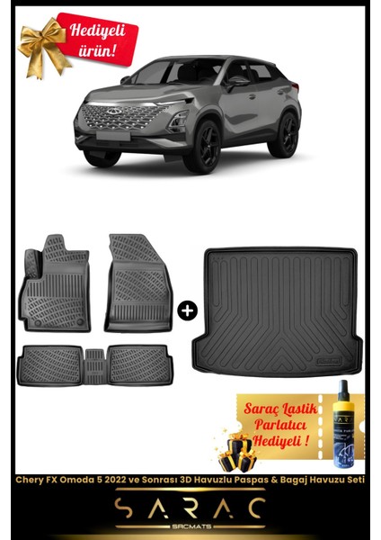 Chery Omoda 5 2022 ve Sonrası Araca Özel 3D Havuzlu Paspas & Bagaj Havuzu Seti