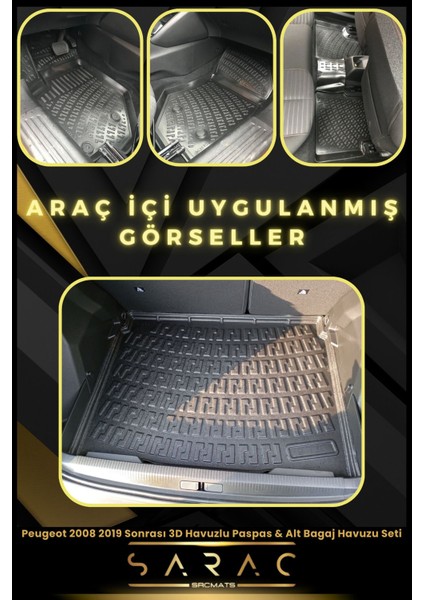 Peugeot 2008 2019 Sonrası Benzin/dizel 3D Havuzlu Paspas & Alt Bagaj Havuzu Seti Zi fiyatları