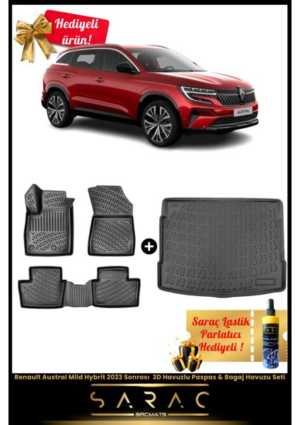 Renault Austral Mild Hybrit 2023 Sonrası 3D Havuzlu Paspas & Bagaj Havuzu Seti+