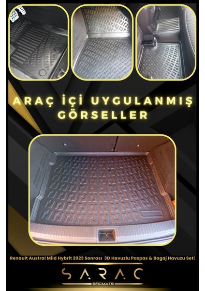 Renault Austral Mild Hybrit 2023 Sonrası 3D Havuzlu Paspas & Bagaj Havuzu Seti+