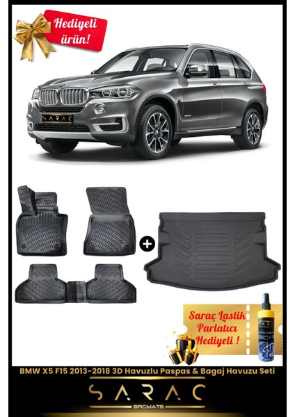 Bmw X5 F15 2013-2018 Araca Özel 3D Havuzlu Paspas & Bagaj Havuzu Seti+