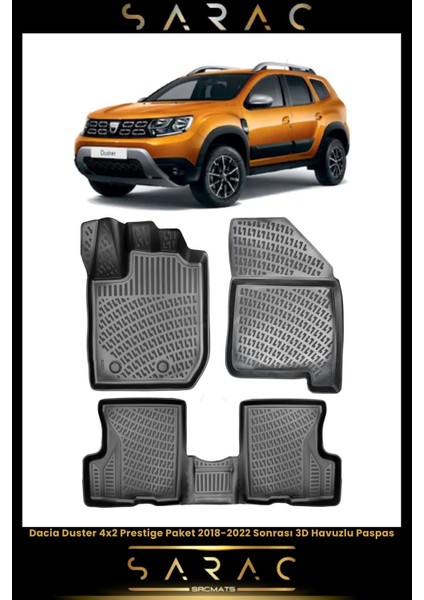 Dacia Duster Prestige Paket 4x2 2021 Model Araca Özel 3D Havuzlu Paspas