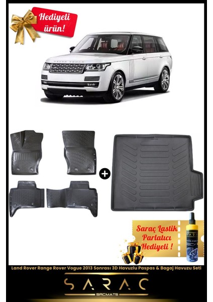 Land Rover Range Rover Vogue 2013 Sonrası 3D Havuzlu Paspas & Bagaj Havuzu Seti+