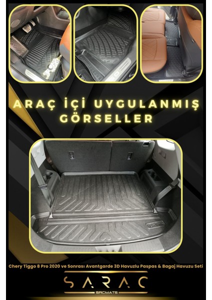 Chery Tiggo 8 Pro 2020 ve Sonrası Avantgarde 3D Havuzlu Paspas & Bagaj Havuzu Seti+