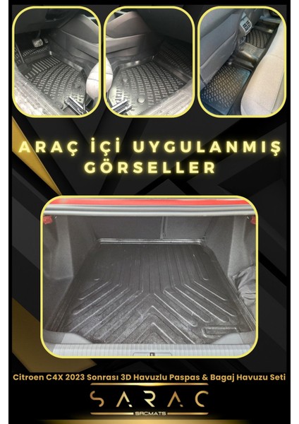 Citroen C4X Benzin/dizel 2022 Sonrası Araca Özel 3D Havuzlu Paspas & Bagaj Havuzu Seti