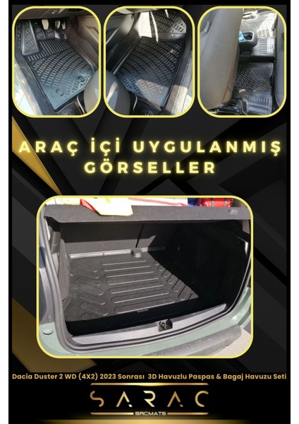 Dacia Duster 2 Wd (4x2) 2023 Sonrası Araca Özel 3D Havuzlu Paspas & Bagaj Havuzu Seti