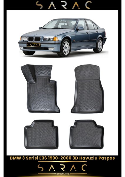 Bmw 3 Serisi E36 1993 Model Araca Özel 3D Havuzlu Paspas