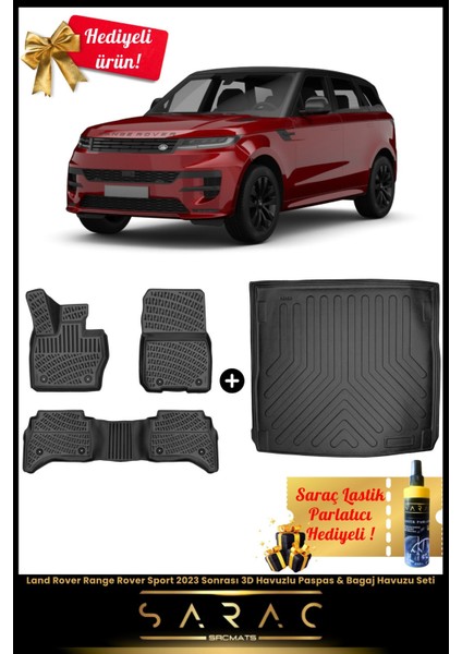 Land Rover Range Rover Sport 2023 Sonrası Araca Özel 3D Havuzlu Paspas & Bagaj Havuzu Seti+Hediyeli!