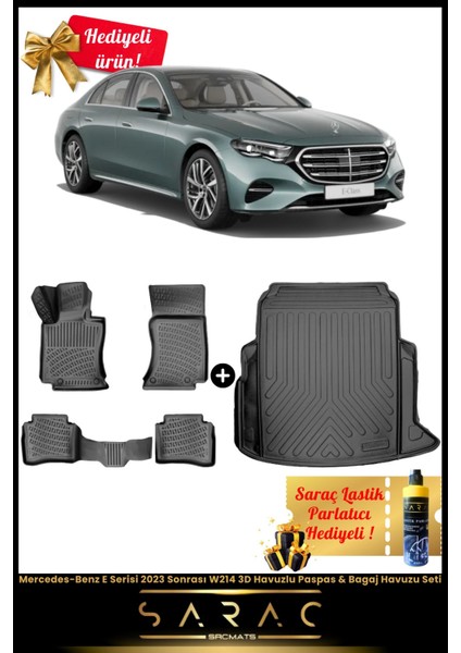 Mercedes-Benz E Serisi 2023 Sonrası W214 3D Havuzlu Paspas & Bagaj Havuzu Seti+