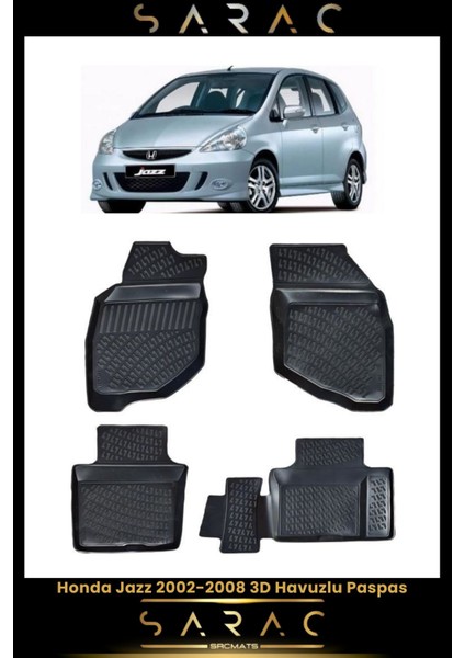 Honda Jazz 2008 Model Araca Özel 3D Havuzlu Paspas