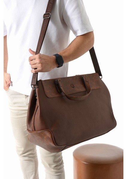 Vegan Deri Unisex Seyahat Çantası - Taba indirimleri