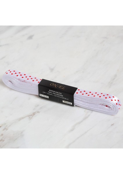 Crafts 1cm 10 mt Beyaz Saten Puantiyeli Kurd