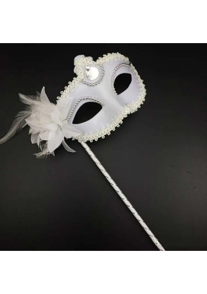 Beyaz Işıltılı Tutmalı Fotoğraf Çekimi Maskesi fiyatları