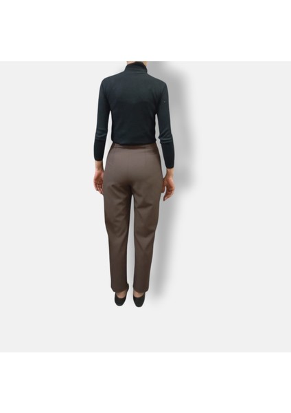 Kahve Slim Fit Yüksek Bel Pantolon