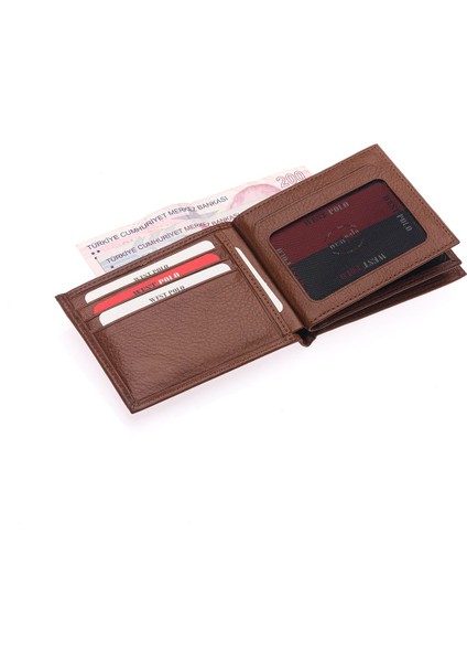 Hakiki Deri Bol Kart Bölmeli Erkek Cüzdan - Taba modelleri