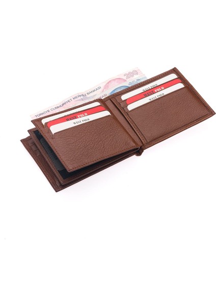 Hakiki Deri Bol Kart Bölmeli Erkek Cüzdan - Taba indirimleri
