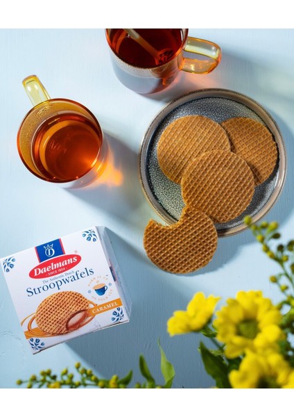 Stroopwafels Karamel Dolgulu Profesyonel Hollanda Bisküvisi Gofreti