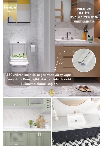 Kendinden Yapışkanlı Mermer Görünümlü 60CM×300CM Premium Zemin Duvar Kağıdı Dolap Kaplama modelleri