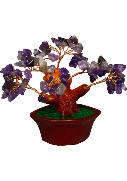 Ametist Doğal Taşlı Bonsai Hayat Ağacı - Dekoratif ve Şifalı Enerji Ağacı