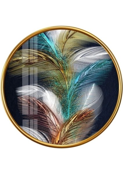 Gold Desenler Yuvarlak Cam Tablo