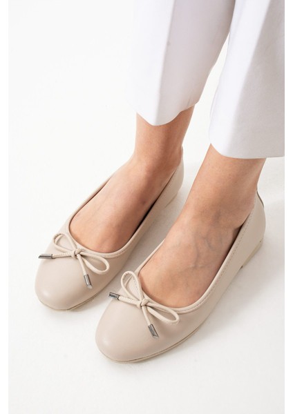 Lara Fiyonk Detaylı Yuvarlak Burun Düz Taban Günlük Kadın Babet modelleri