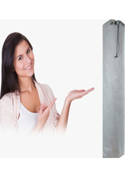 Yolluk Için Halı Hurcu - Halı Kılıfı Gri Tele Kumaş Düzenleyici -Organizer - Bağcıklı Halı Hurcu