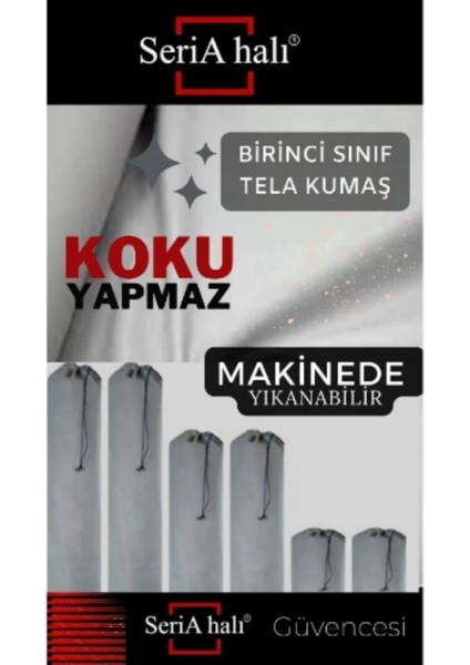 Yolluk Için Halı Hurcu - Halı Kılıfı Gri Tele Kumaş Düzenleyici -Organizer - Bağcıklı Halı Hurcu indirimleri