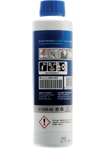 Bulaşık Makineleri Için Sıvı Temizleyici 250 ml Bsch ile Uyumlu