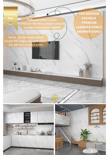 Kendinden Yapışkanlı Mermer Görünümlü 60CM×300CM Premium Zemin Duvar Kağıdı Dolap Kaplama fiyatları