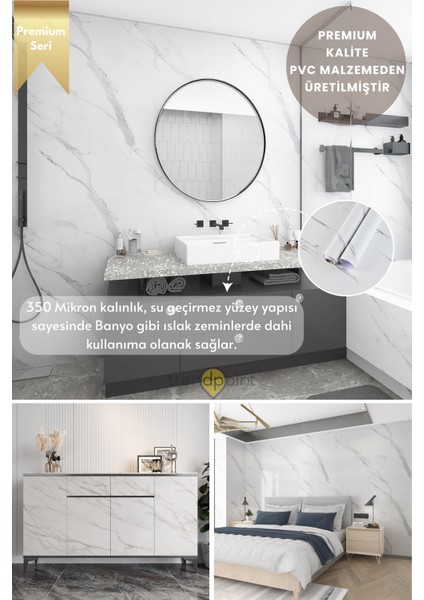 Kendinden Yapışkanlı Mermer Görünümlü 60CM×300CM Premium Zemin Duvar Kağıdı Dolap Kaplama modelleri
