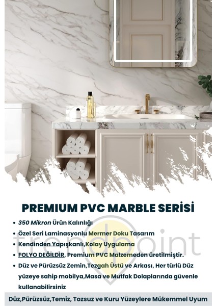 Kendinden Yapışkanlı Mermer Görünümlü 60CM×300CM Premium Zemin Duvar Kağıdı Dolap Kaplama indirimleri