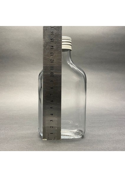 2 Adet 200 cc Yassı Kolonya Cam Şişe - Cam Konyak Likör Şişesi - 200 ml