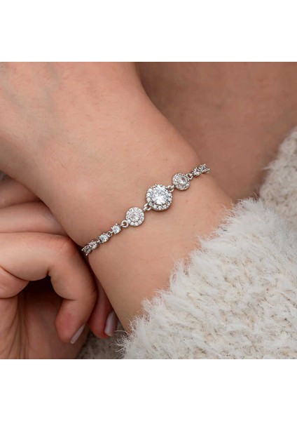 Gümüş Zirkon Taşlı Yuvarlak Kadın Bileklik fiyatları