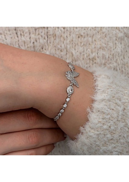 Gümüş Zirkon Taşlı Kelebek Kadın Bileklik indirimleri