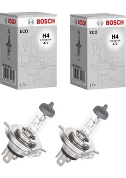 2 Adet 12V H4 60/55W Standart Halogen Ampul
