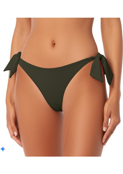 Haki Brezilya Kalın Ip Bağlamalı Bikini Altı