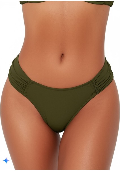 Haki Çok Dar Kalın Kenarlı Bikini Altı
