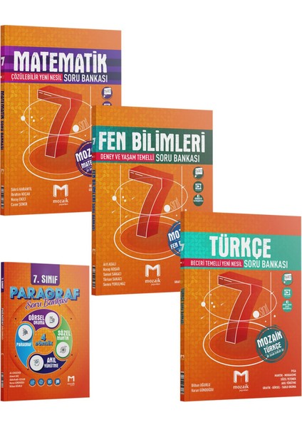 Mozaik 7. Sınıf Matematik Fen Türkçe Soru Bankası Seti 2024 (Paragraf Soru Bankası Hediye)