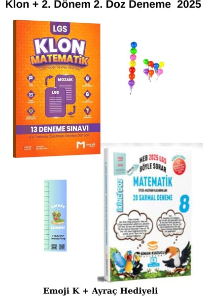Sinan Kuzucu 2. Doz Matematik + Klon Matematik Branş Deneme 2kitap (Emoji + Tırtıl AYRAÇ)2025